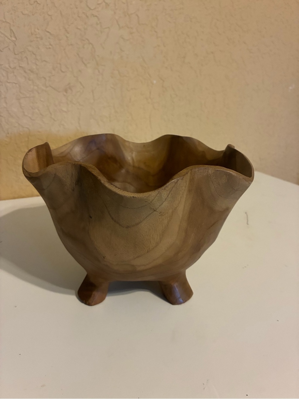 Fluted Mouth Footed Teak Bowl made in Indonesia.